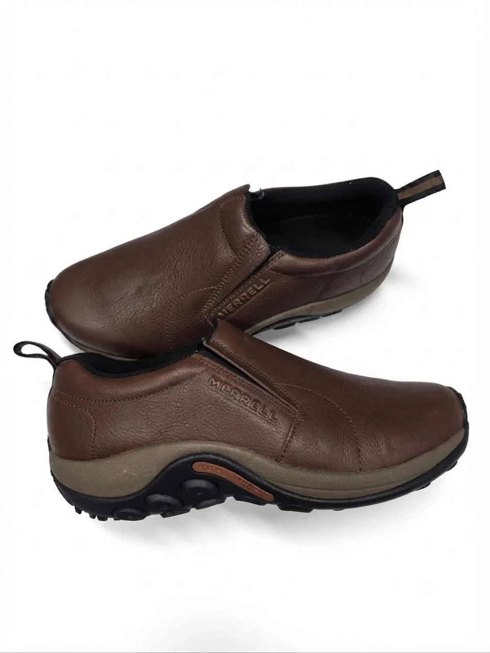 Merrell Men's Jungle Moc Leather Brown Slip-On Shoes, Size 10